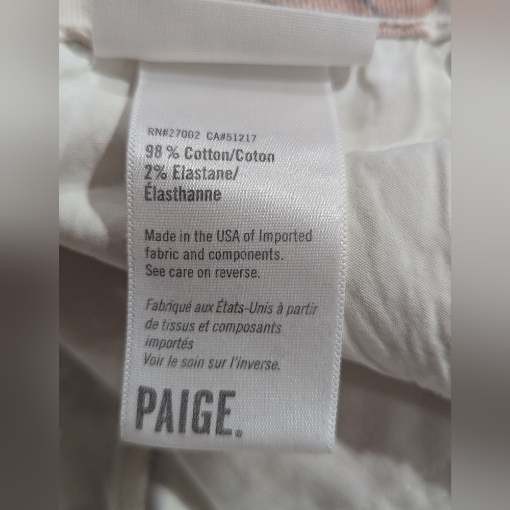 Paige Colette Jeans Crop Flare Fray Hem Cream Desert Wildflower Floral Sz 30 *GC - Picture 11 of 14